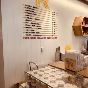 a coffee bar with a variety of coffees