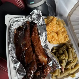 Beef Brisket, Green Beans with Turkey, Macaroni &amp; Cheese