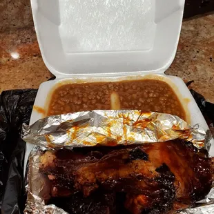 Ribs, beef brisket &amp; beans