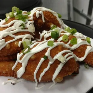 Cheddar and potato fried pierogies