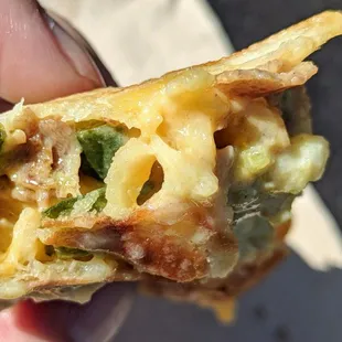 Inside the philly cheese steak with Mac n cheese