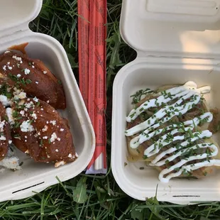 Buffalo chicken &amp; Polish sausage + sauerkraut.