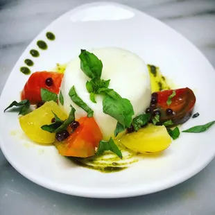 BURRATA heirloom tomatoes, basil, balsamic caviar