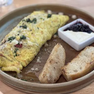 Chopped steak and cheese omelette