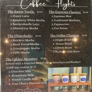 Coffee flight menu