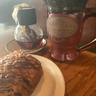 Chai and a chocolate croissant