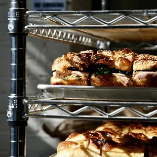 turkey sandwich (top) and ham &amp; rosemary butter sandwich (bottom)