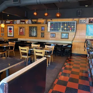 tables and chairs in a restaurant