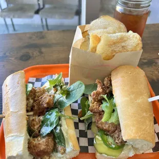 Salty Maple Fried Chicken sandwich with Sour Cream and Onion chips