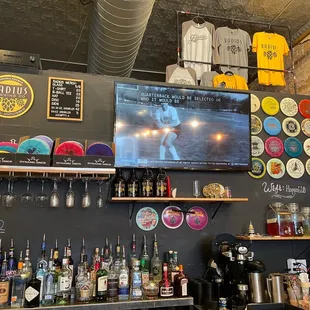 The bar decor with all its discs! And they sell them too!