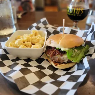 Bacon Jam Burger with Mac &amp; Cheese