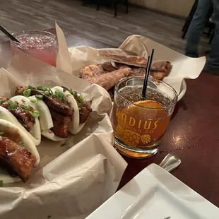 Pork belly /bao, bread &amp; beer cheese