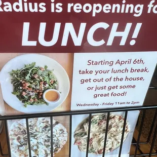 a sign for lunch