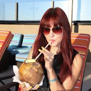 Pinup singer Lisa Marie Smith enjoying one of the roasted coconut drinks I need to try.