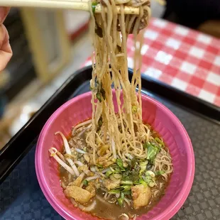 Thai Boat Noodles with Egg Noodles.