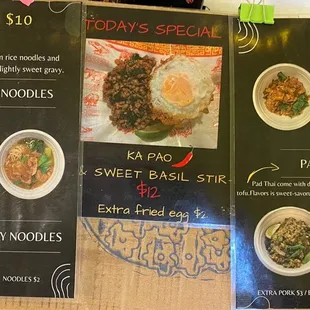 Menu as of April 2023