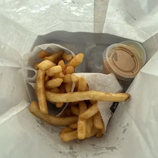 Fries with rad sauce &amp; STW sauce