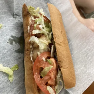 Joan's poboy, grilled shrimp