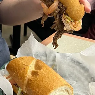 Roast beef and oyster poboys