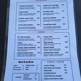 Small but good menu