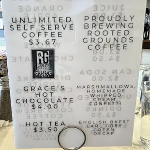 Drink menu