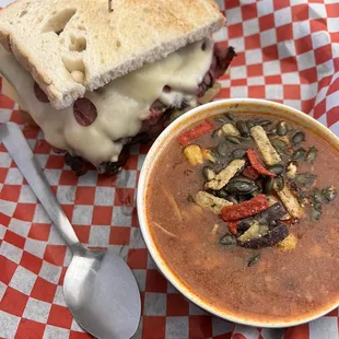 1/2 Pastrami Sandwich &amp; Chicken Enchilada Soup