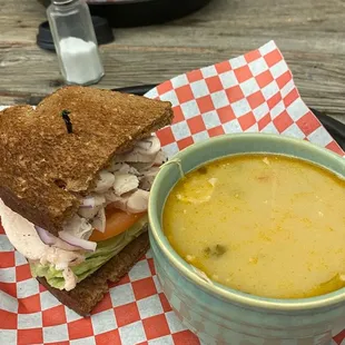 Chicken breast and soup