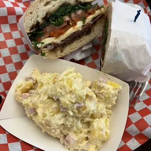 Prosciutto and Mozzarella Panini with Potato Salad, 100% recommend