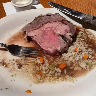 I ate the vegetables and probably a quarter of my prime rib and I was full.