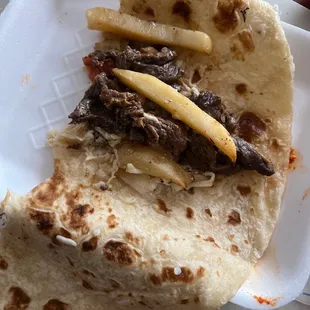 Half of the big California burrito