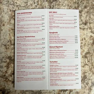 the menu