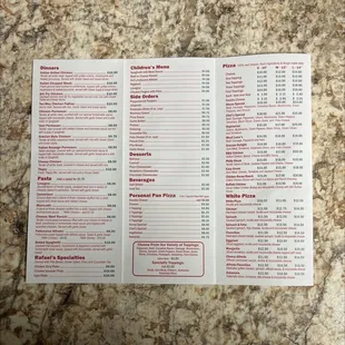 the menu