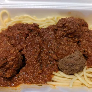 Spaghetti with meat balls and meat sauce