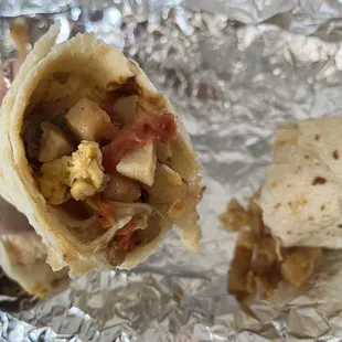 a hand holding a burrito