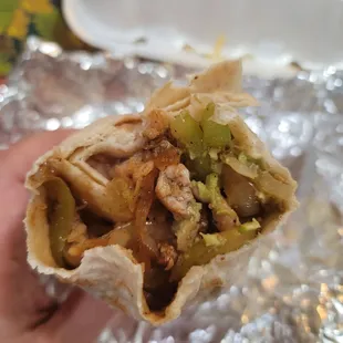 Fajaitas burrito view