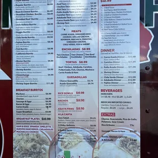 Menu posted on trailer