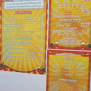 Menu on temporary truck