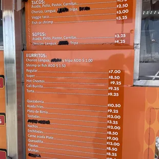 the price of the food