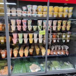 a display of frozen food