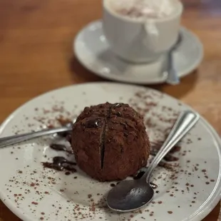 Chocolate Truffle dessert (with gelato, hazelnut, etc)