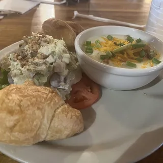 Chicken Salad, Croissants & Soup