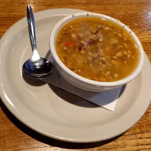 Hoppin' John, soup of the day.