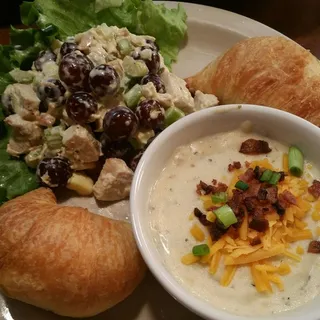Chicken Salad, Croissants, & Soup