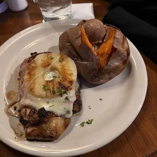 Kona Chicken with a Side of Baked Sweet Potato