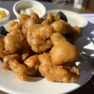 Fresh hand-battered mushrooms crispy golden fried to perfection
