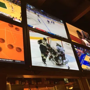 Lots of televisions in the dining area (9) makes for a great place to stay connected.