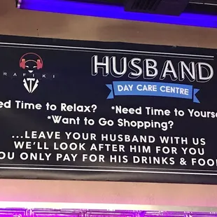 Sign above bar