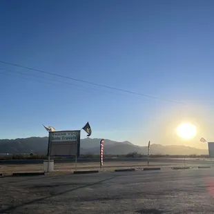 View of sunset from seating area
