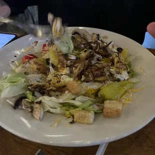This is my 1/2 orange salad but she is tried everything on my plate