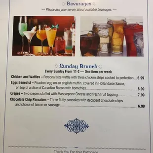 menu for sunday brunch